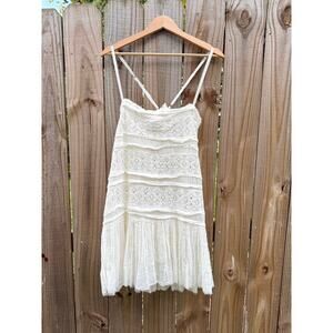 Free People Ivory Lace &amp; Cotton Mini Dress